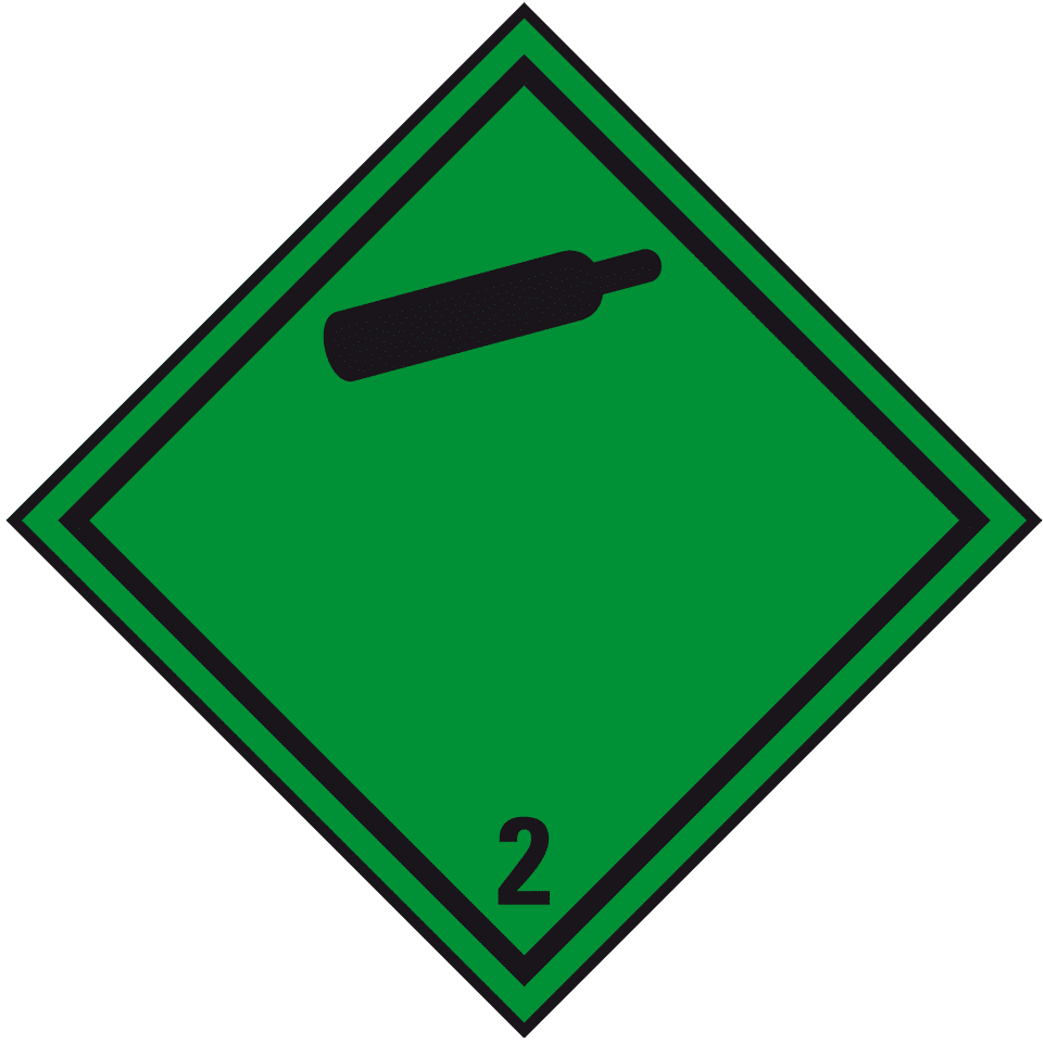 ADR klasse 2.2, verstikkende gassen, gasfles symbool, groen